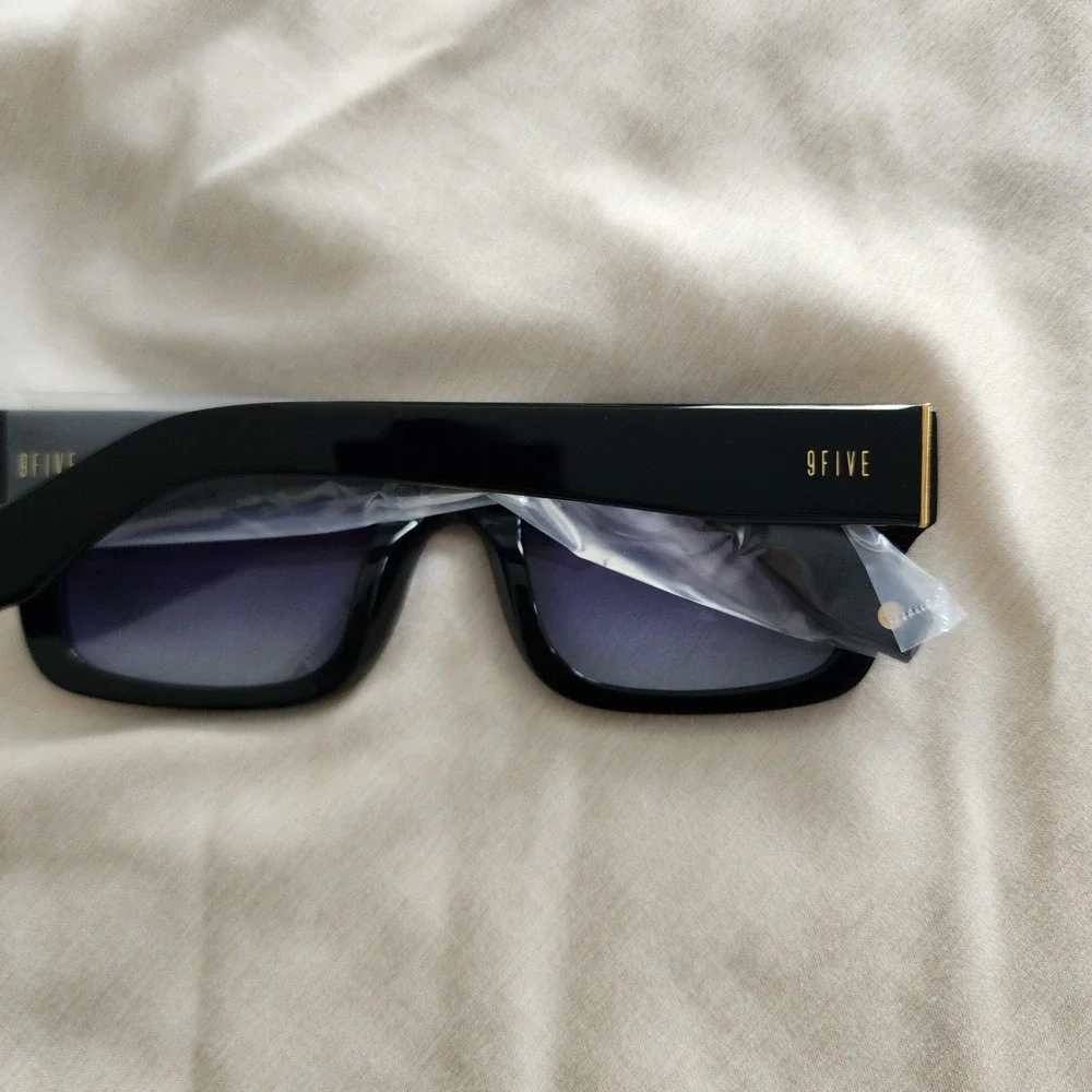 9FIVE Apex Sunglasses Men OS Black Square Blue Gradient Lens Streetwear Luxury